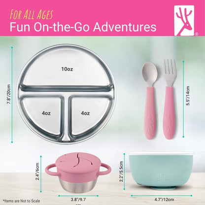 Kids Stainless Steel Mealtime Suction Bundle | 16pc Set