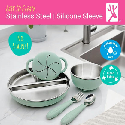 Kids Stainless Steel Mealtime Suction Bundle | 16pc Set