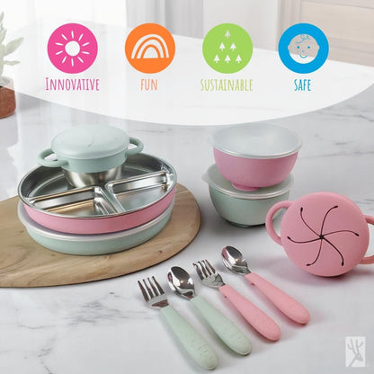 Kids Stainless Steel Mealtime Suction Bundle | 16pc Set