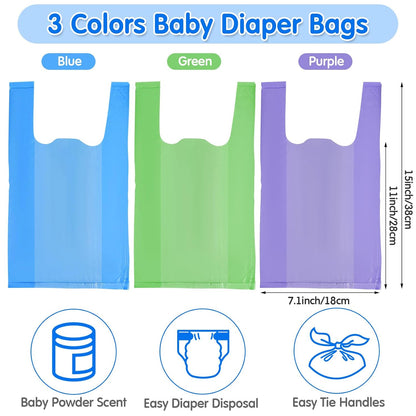 1800 Pcs Baby Disposable Diaper Bags Easy Tie Handle Poop Sacks