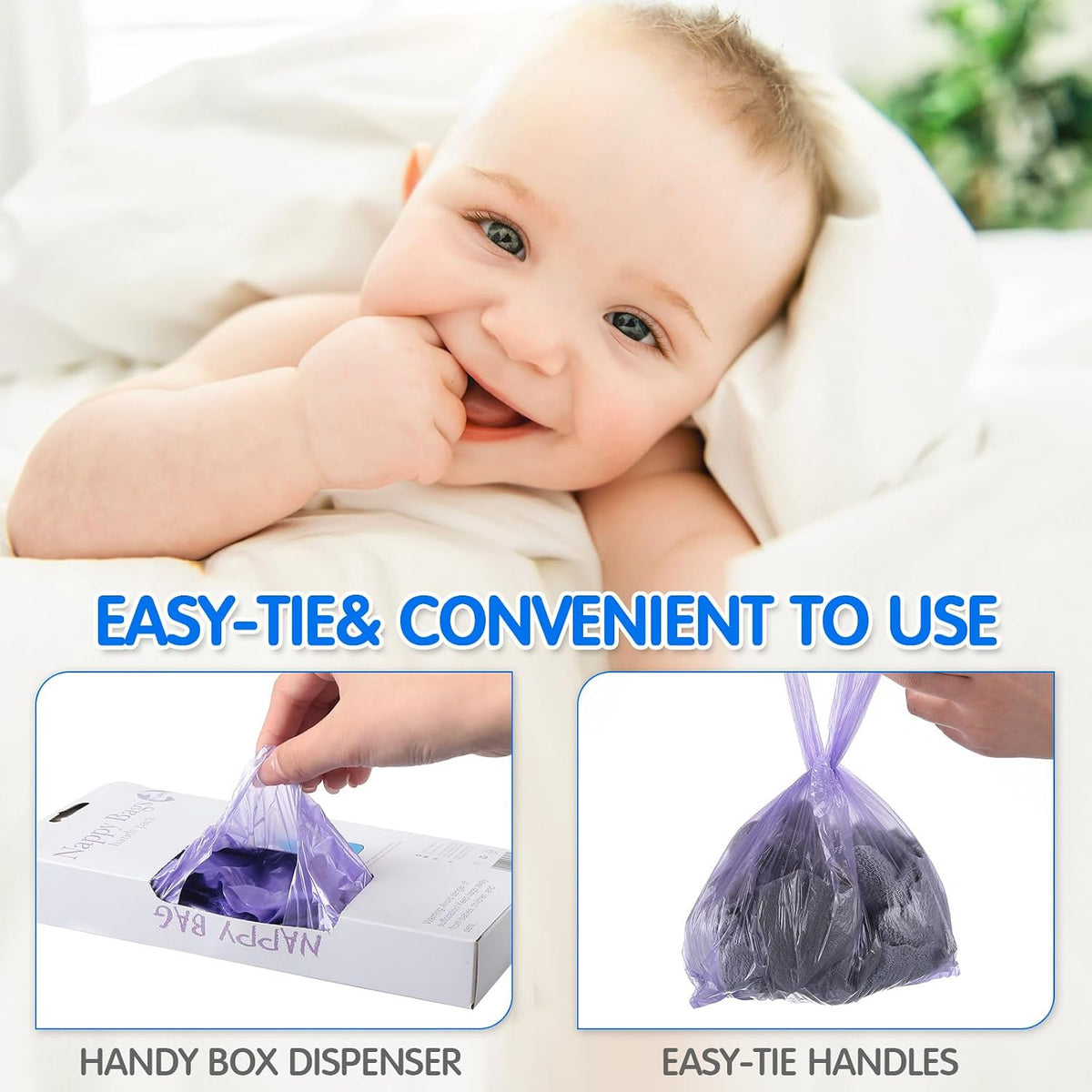 1800 Pcs Baby Disposable Diaper Bags Easy Tie Handle Poop Sacks