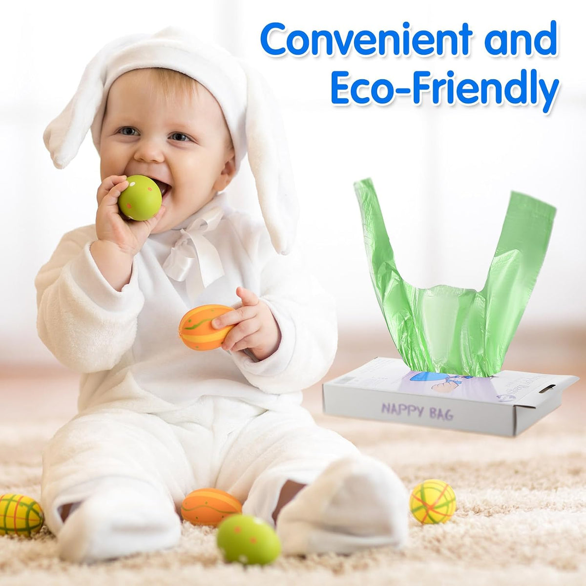1800 Pcs Baby Disposable Diaper Bags Easy Tie Handle Poop Sacks