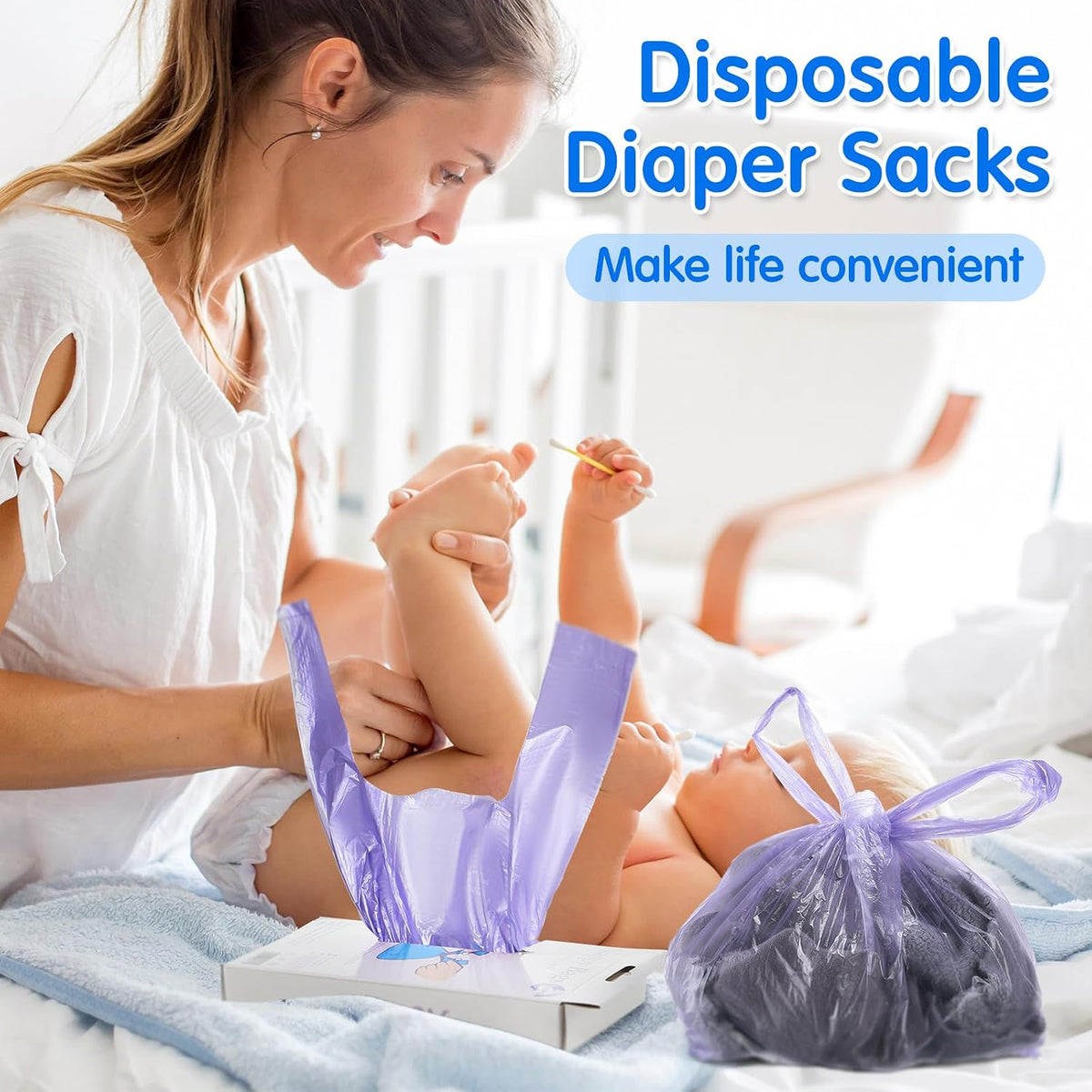 1800 Pcs Baby Disposable Diaper Bags Easy Tie Handle Poop Sacks