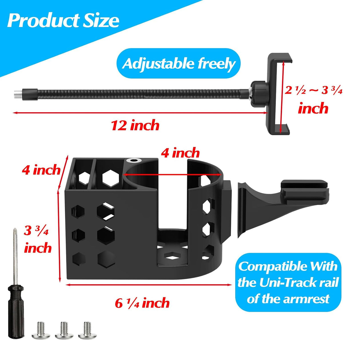 Cup Holder for Permobil Power Wheel Chair,3 in1 Phone Holder,Storage Basket