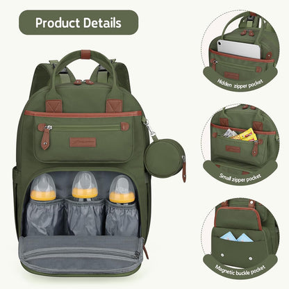Large Diaper Bag,29L-45L Expandable Diaper Bag Backpack for 2 Kids/Twins Baby Stuff, with Removable Cross Body Bottle Bag for Mom/Dad, Stylish Baby Bag Gift for Boys/Girl-Pink