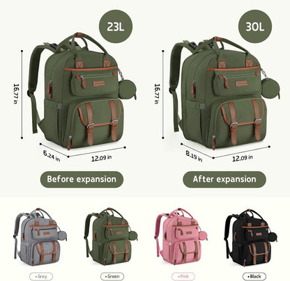 Large Diaper Bag,29L-45L Expandable Diaper Bag Backpack for 2 Kids/Twins Baby Stuff, with Removable Cross Body Bottle Bag for Mom/Dad, Stylish Baby Bag Gift for Boys/Girl-Pink
