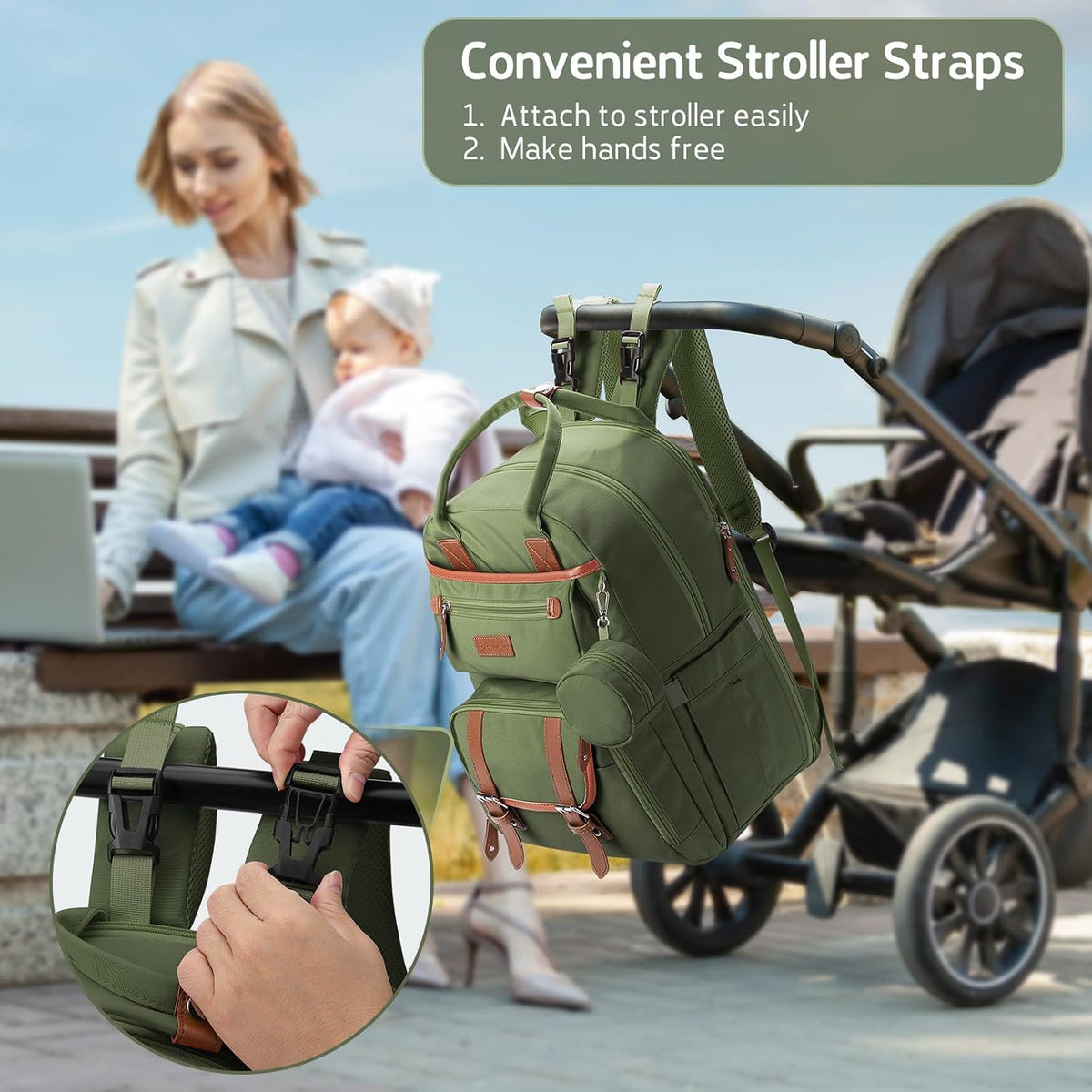 Large Diaper Bag,29L-45L Expandable Diaper Bag Backpack for 2 Kids/Twins Baby Stuff, with Removable Cross Body Bottle Bag for Mom/Dad, Stylish Baby Bag Gift for Boys/Girl-Pink