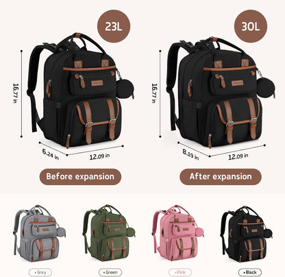 Large Diaper Bag,29L-45L Expandable Diaper Bag Backpack for 2 Kids/Twins Baby Stuff, with Removable Cross Body Bottle Bag for Mom/Dad, Stylish Baby Bag Gift for Boys/Girl-Pink