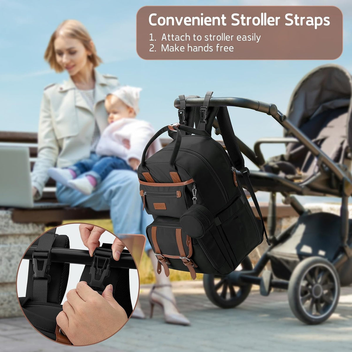 Large Diaper Bag,29L-45L Expandable Diaper Bag Backpack for 2 Kids/Twins Baby Stuff, with Removable Cross Body Bottle Bag for Mom/Dad, Stylish Baby Bag Gift for Boys/Girl-Pink