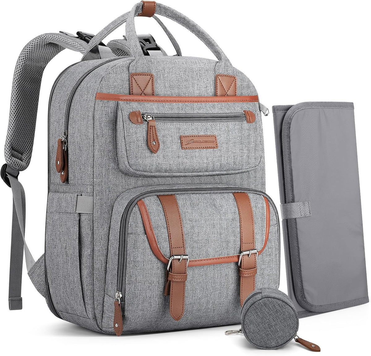 Large Diaper Bag,29L-45L Expandable Diaper Bag Backpack for 2 Kids/Twins Baby Stuff, with Removable Cross Body Bottle Bag for Mom/Dad, Stylish Baby Bag Gift for Boys/Girl-Pink