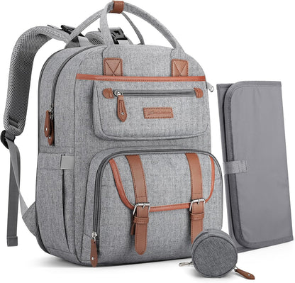 Large Diaper Bag,29L-45L Expandable Diaper Bag Backpack for 2 Kids/Twins Baby Stuff, with Removable Cross Body Bottle Bag for Mom/Dad, Stylish Baby Bag Gift for Boys/Girl-Pink