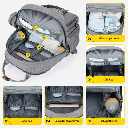 Large Diaper Bag,29L-45L Expandable Diaper Bag Backpack for 2 Kids/Twins Baby Stuff, with Removable Cross Body Bottle Bag for Mom/Dad, Stylish Baby Bag Gift for Boys/Girl-Pink