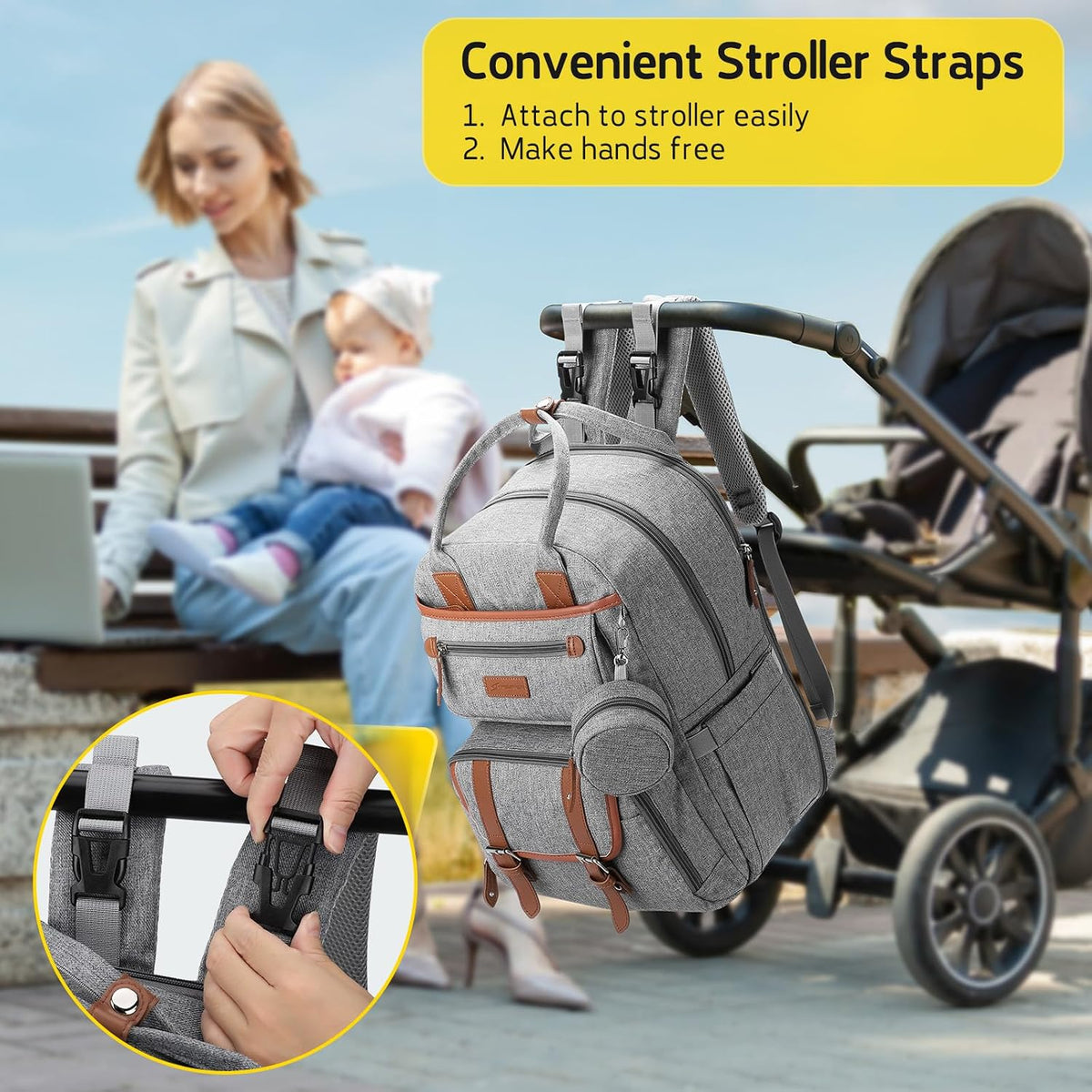 Large Diaper Bag,29L-45L Expandable Diaper Bag Backpack for 2 Kids/Twins Baby Stuff, with Removable Cross Body Bottle Bag for Mom/Dad, Stylish Baby Bag Gift for Boys/Girl-Pink