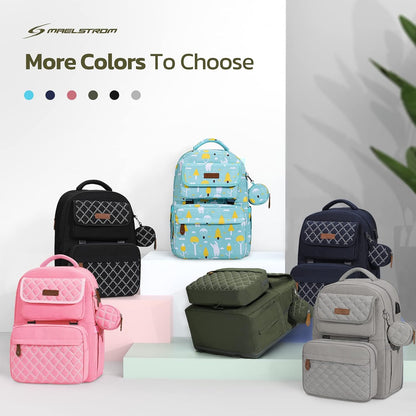 Large Diaper Bag,29L-45L Expandable Diaper Bag Backpack for 2 Kids/Twins Baby Stuff, with Removable Cross Body Bottle Bag for Mom/Dad, Stylish Baby Bag Gift for Boys/Girl-Pink
