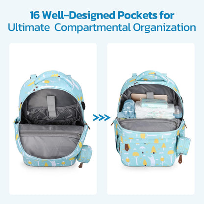 Large Diaper Bag,29L-45L Expandable Diaper Bag Backpack for 2 Kids/Twins Baby Stuff, with Removable Cross Body Bottle Bag for Mom/Dad, Stylish Baby Bag Gift for Boys/Girl-Pink