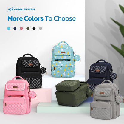 Large Diaper Bag,29L-45L Expandable Diaper Bag Backpack for 2 Kids/Twins Baby Stuff, with Removable Cross Body Bottle Bag for Mom/Dad, Stylish Baby Bag Gift for Boys/Girl-Pink