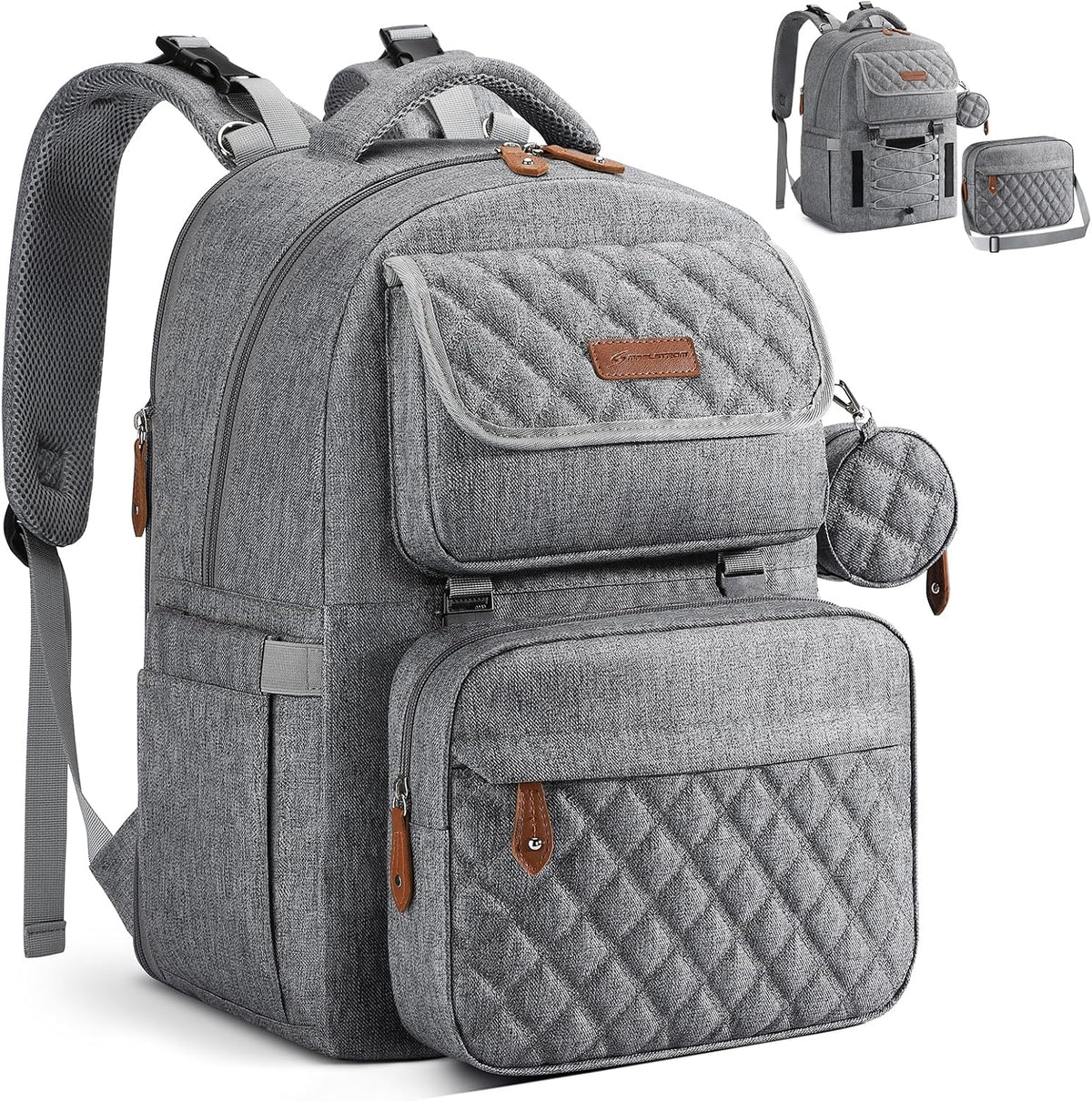 Large Diaper Bag,29L-45L Expandable Diaper Bag Backpack for 2 Kids/Twins Baby Stuff, with Removable Cross Body Bottle Bag for Mom/Dad, Stylish Baby Bag Gift for Boys/Girl-Pink