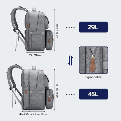 Large Diaper Bag,29L-45L Expandable Diaper Bag Backpack for 2 Kids/Twins Baby Stuff, with Removable Cross Body Bottle Bag for Mom/Dad, Stylish Baby Bag Gift for Boys/Girl-Pink