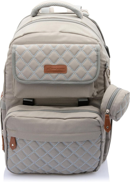 Large Diaper Bag,29L-45L Expandable Diaper Bag Backpack for 2 Kids/Twins Baby Stuff, with Removable Cross Body Bottle Bag for Mom/Dad, Stylish Baby Bag Gift for Boys/Girl-Pink