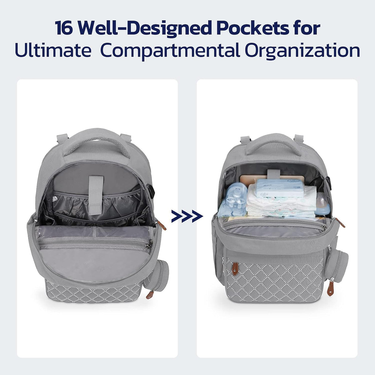 Large Diaper Bag,29L-45L Expandable Diaper Bag Backpack for 2 Kids/Twins Baby Stuff, with Removable Cross Body Bottle Bag for Mom/Dad, Stylish Baby Bag Gift for Boys/Girl-Pink