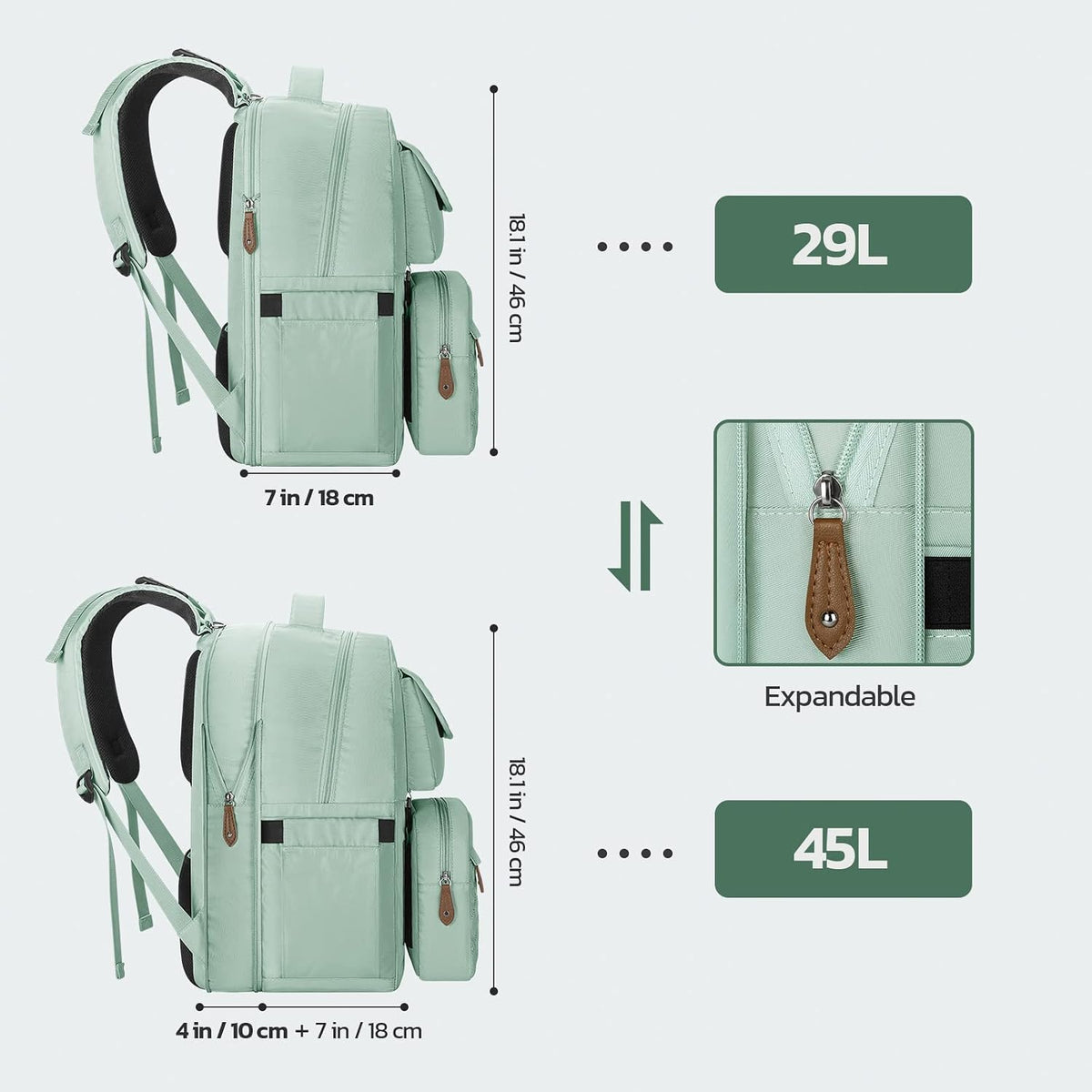 Large Diaper Bag,29L-45L Expandable Diaper Bag Backpack for 2 Kids/Twins Baby Stuff, with Removable Cross Body Bottle Bag for Mom/Dad, Stylish Baby Bag Gift for Boys/Girl-Pink