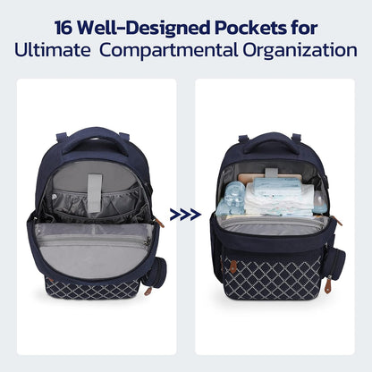 Large Diaper Bag,29L-45L Expandable Diaper Bag Backpack for 2 Kids/Twins Baby Stuff, with Removable Cross Body Bottle Bag for Mom/Dad, Stylish Baby Bag Gift for Boys/Girl-Pink