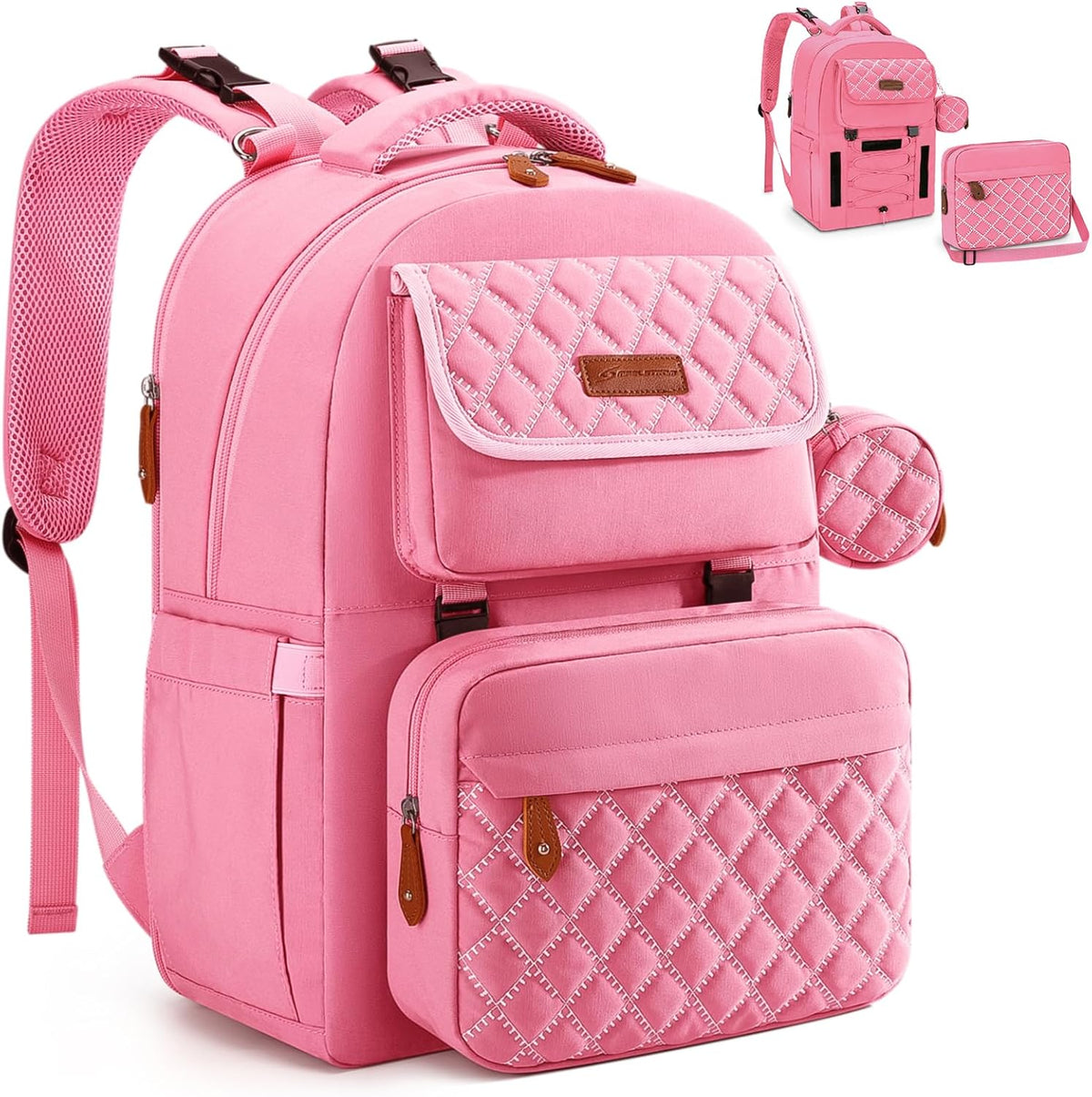 Large Diaper Bag,29L-45L Expandable Diaper Bag Backpack for 2 Kids/Twins Baby Stuff, with Removable Cross Body Bottle Bag for Mom/Dad, Stylish Baby Bag Gift for Boys/Girl-Pink