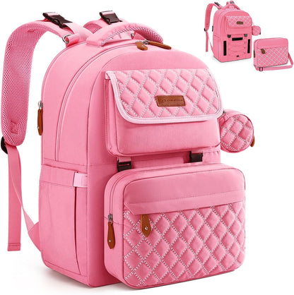 Large Diaper Bag,29L-45L Expandable Diaper Bag Backpack for 2 Kids/Twins Baby Stuff, with Removable Cross Body Bottle Bag for Mom/Dad, Stylish Baby Bag Gift for Boys/Girl-Pink