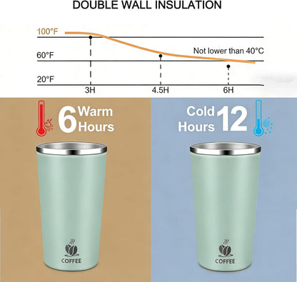 17oz Insulated Travel Coffee Mug with Flip Lid ¨C Leakproof Stainless Steel Insulated Coffee Tumblers, Reusable Coffee Cup for Hot & Cold Drinks, Perfect for Camping & On-the-Go