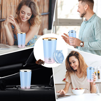 17oz Insulated Travel Coffee Mug with Flip Lid ¨C Leakproof Stainless Steel Insulated Coffee Tumblers, Reusable Coffee Cup for Hot & Cold Drinks, Perfect for Camping & On-the-Go