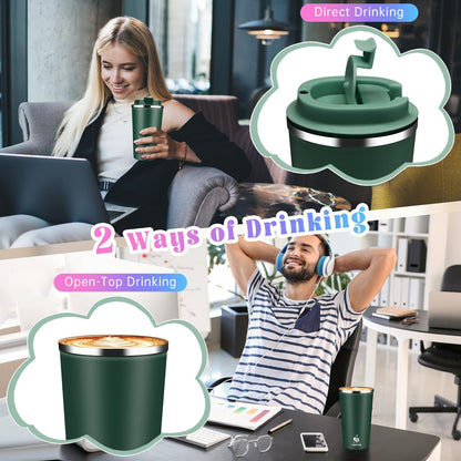17oz Insulated Travel Coffee Mug with Flip Lid ¨C Leakproof Stainless Steel Insulated Coffee Tumblers, Reusable Coffee Cup for Hot & Cold Drinks, Perfect for Camping & On-the-Go