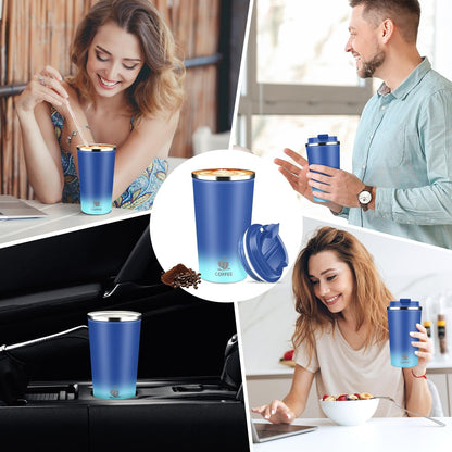 17oz Insulated Travel Coffee Mug with Flip Lid ¨C Leakproof Stainless Steel Insulated Coffee Tumblers, Reusable Coffee Cup for Hot & Cold Drinks, Perfect for Camping & On-the-Go