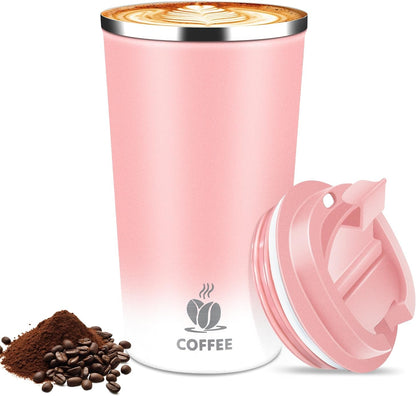 17oz Insulated Travel Coffee Mug with Flip Lid ¨C Leakproof Stainless Steel Insulated Coffee Tumblers, Reusable Coffee Cup for Hot & Cold Drinks, Perfect for Camping & On-the-Go