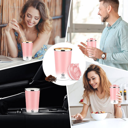 17oz Insulated Travel Coffee Mug with Flip Lid ¨C Leakproof Stainless Steel Insulated Coffee Tumblers, Reusable Coffee Cup for Hot & Cold Drinks, Perfect for Camping & On-the-Go