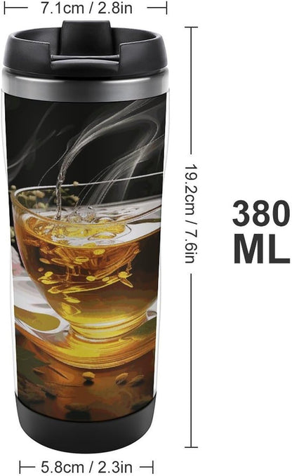 13oz Insulated Travel Coffee Mug Reusable Coffee Cup Water Bottle | Cup of Tea Travel Mug with Leak Proof Lid Double Wall Stainless Steel Coffee Tumbler Personalized Gift