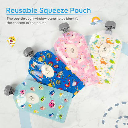 Reusable Food Pouches, 12 Packs 5oz Toddlers Food Storage Pouch, Double Zipper Squeeze Pouches Freezer Safe for Kids DIY Homemade Organic Puree