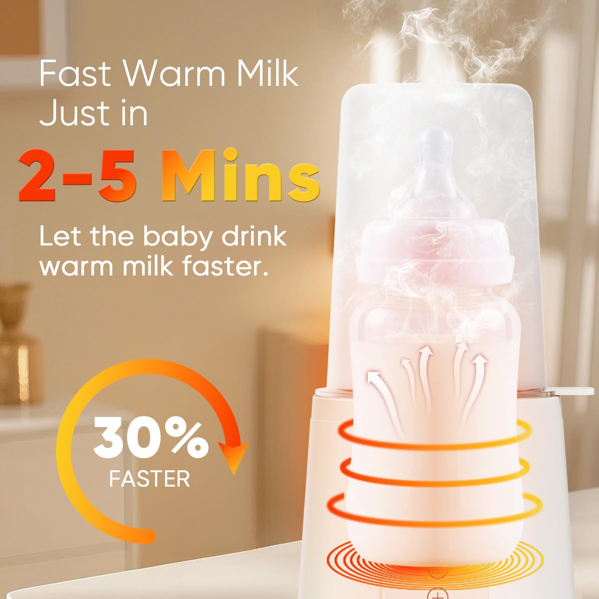 Baby Bottle Warmer, Fast Bottle Warmer for All Bottles, Breast Milk Warmer for Baby Breastmilk or Formula Automatic Shut-Off Digital Display Heat Baby Food at Home Use