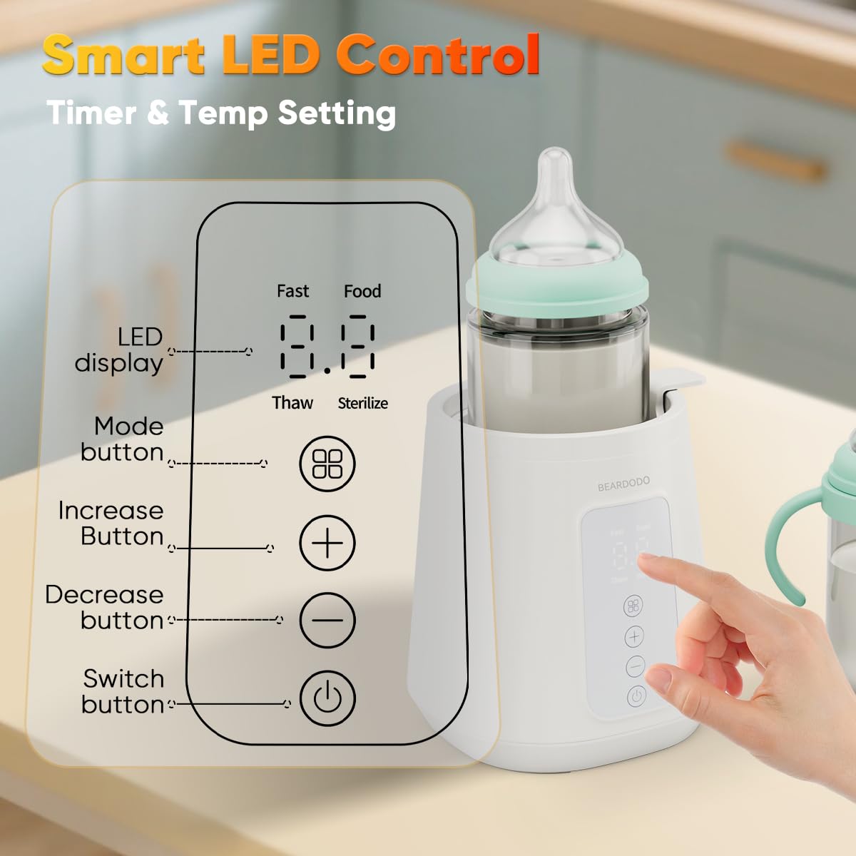 Baby Bottle Warmer, Fast Bottle Warmer for All Bottles, Breast Milk Warmer for Baby Breastmilk or Formula Automatic Shut-Off Digital Display Heat Baby Food at Home Use