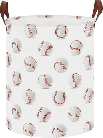Collapsible Round Laundry Hamper/Large Storage Basket/Room Decor (White check)