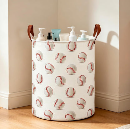 Collapsible Round Laundry Hamper/Large Storage Basket/Room Decor (White check)
