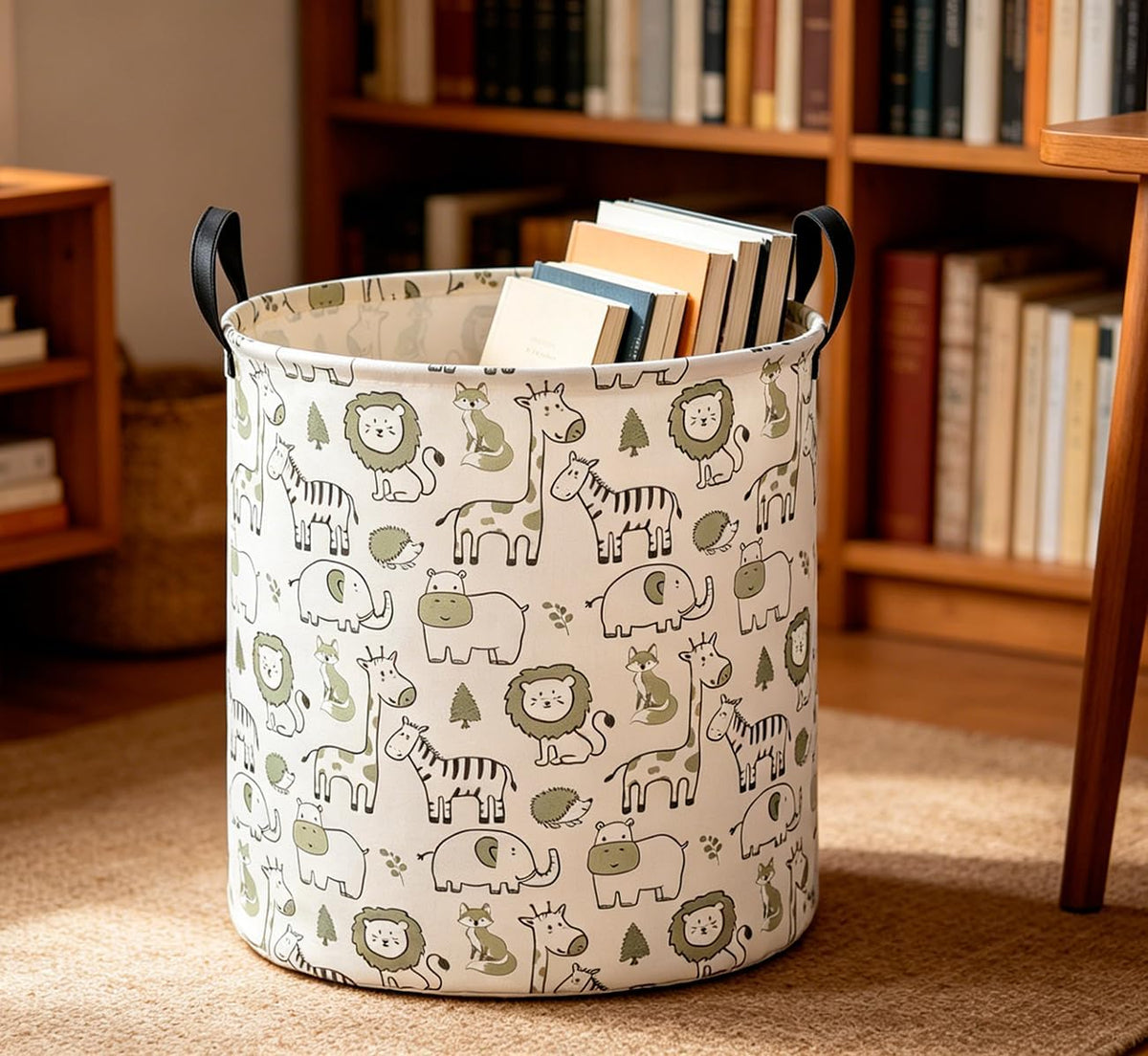 Collapsible Round Laundry Hamper/Large Storage Basket/Room Decor (White check)