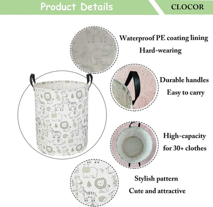 Collapsible Round Laundry Hamper/Large Storage Basket/Room Decor (White check)