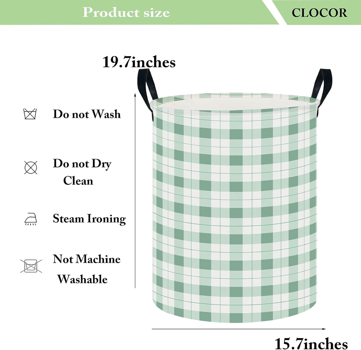 Collapsible Round Laundry Hamper/Large Storage Basket/Room Decor (White check)