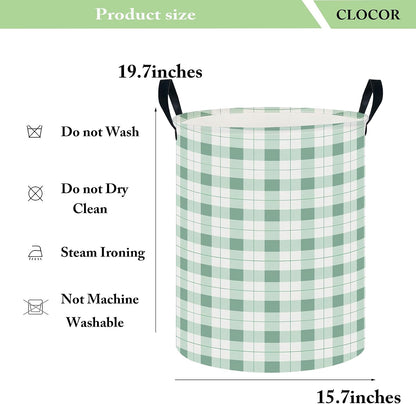Collapsible Round Laundry Hamper/Large Storage Basket/Room Decor (White check)