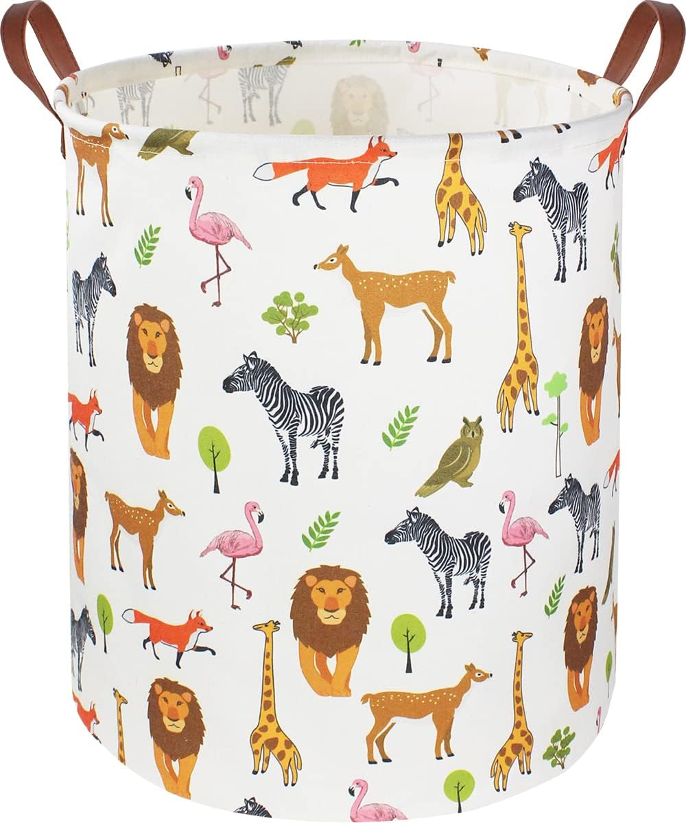Collapsible Round Laundry Hamper/Large Storage Basket/Room Decor (White check)