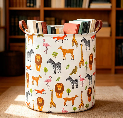 Collapsible Round Laundry Hamper/Large Storage Basket/Room Decor (White check)