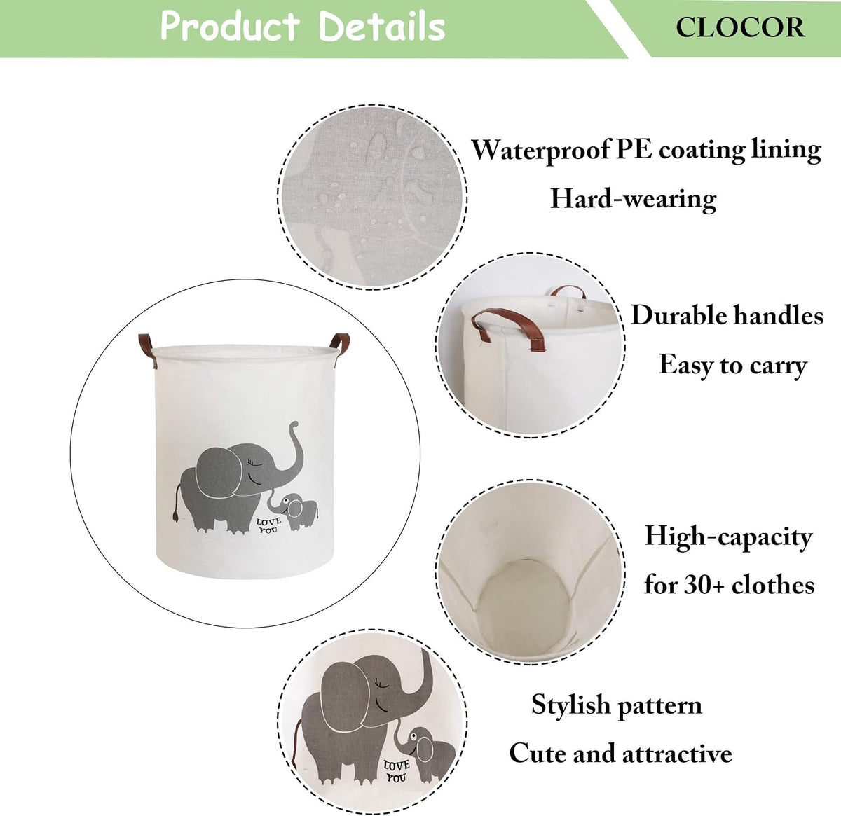 Collapsible Round Laundry Hamper/Large Storage Basket/Room Decor (White check)