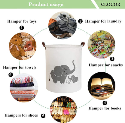Collapsible Round Laundry Hamper/Large Storage Basket/Room Decor (White check)
