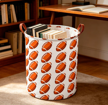 Collapsible Round Laundry Hamper/Large Storage Basket/Room Decor (White check)