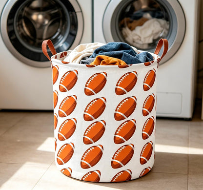 Collapsible Round Laundry Hamper/Large Storage Basket/Room Decor (White check)